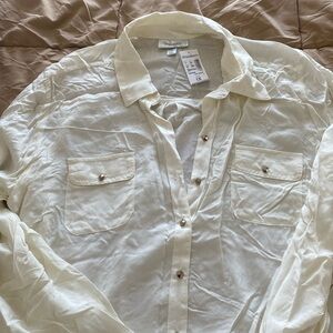 Dress Barn - Sheer White Collared Shirt *NWT*